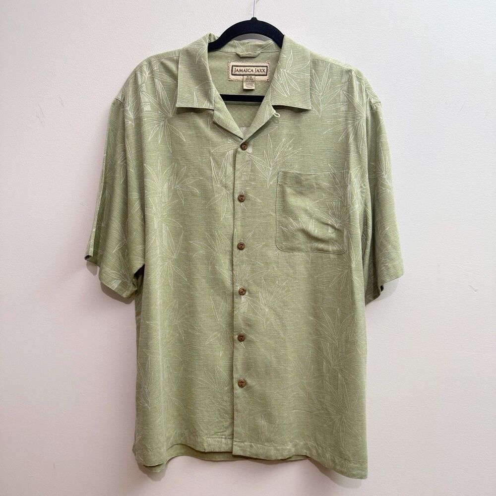 JAMAICA JAXX SHIRT / M/ Green / 100% Silk / Front Pocket